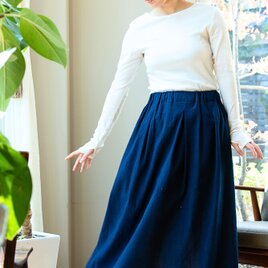 【藍染】OrganicCotton楊柳生地　ロングタックスカート