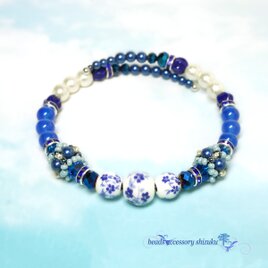 蒼咲コイルブレスレット＊ブルーアゲート