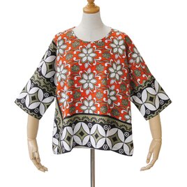 カンガのブラウス（ボックス型）アフリカ布 服 カンガ服