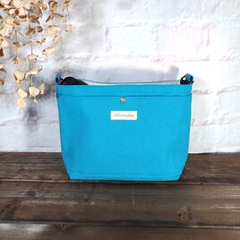 サコッシュ85　ターコイズブルー　帆布生地　【よこ】