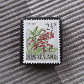 ニュージーランド1960年　花切手ブローチ10850