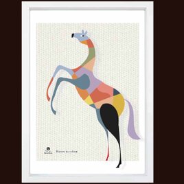 色彩を着た馬2　ウマ　送料無料 　イイネたのしいポスター　イラスト　アートポスター　アート/sei検索新着順　4041-2