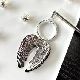 かんざし　天使の羽根とエンジェルリング　一本簪　一本挿し　シルバー　洋風　軽い　成人式　卒業式