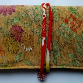８６５５　花柄の着物で作った和風財布・ポーチ　