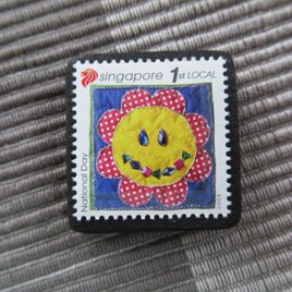 シンガポール2006年　キルト切手ブローチ10863