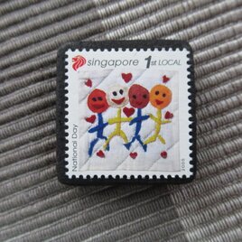 シンガポール2006年　キルト切手ブローチ10865