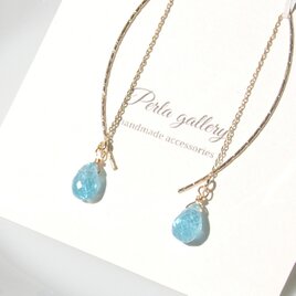 14kgp 24k スカイアパタイト アメリカンピアス イヤリング 水色 金アレ対応 残り1点のみ