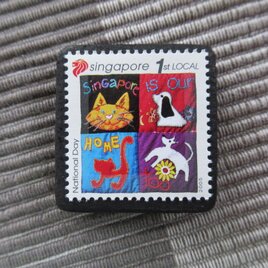 シンガポール2006年　キルト切手ブローチ10867