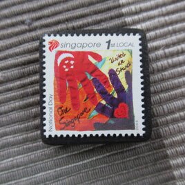 シンガポール2006年　キルト切手ブローチ10868