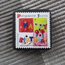 シンガポール2006年　キルト切手ブローチ10869