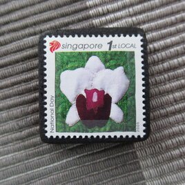シンガポール2006年　キルト切手ブローチ10871