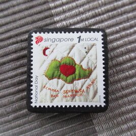 シンガポール2006年　キルト切手ブローチ10872
