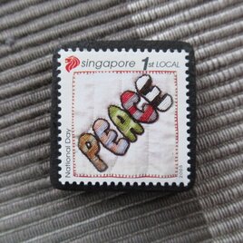 シンガポール2006年　キルト切手ブローチ10873
