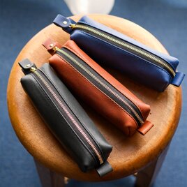 《GINO》本革レザーペンケース｜シンプルな大人の筆箱・ファスナーポーチ《3colors》