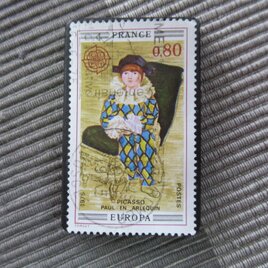 アップサイクル　フランス1975年　美術切手ブローチ10874