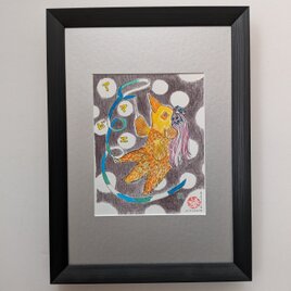 原画「新体操アマビエ」ー 軽やかに、明日へ（額装済み）