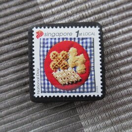 シンガポール2006年　キルト切手ブローチ10877