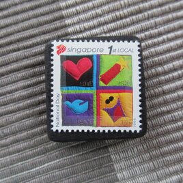 シンガポール2006年　キルト切手ブローチ10878
