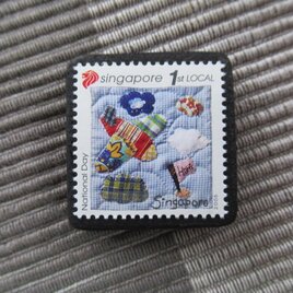 シンガポール2006年　キルト切手ブローチ10879