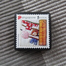 シンガポール2006年　キルト切手ブローチ10880