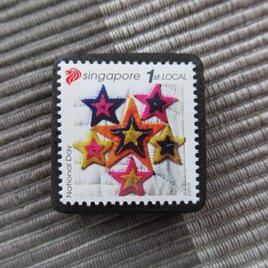シンガポール2006年　キルト切手ブローチ10881