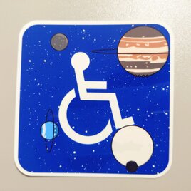 マイルド太陽系　障害者マーク　ステッカー　A【ラミネートあり・1枚売り】