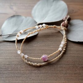 日本の麻&ﾋﾟﾝｸﾄﾙﾏﾘﾝ・ﾛｰｽﾞｸｫｰﾂのﾌﾞﾚｽﾚｯﾄ