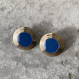Vintage 80s USA retro blue enamel circle design pierces