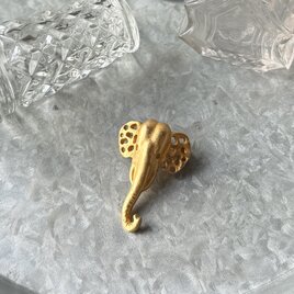 SC154-ヴィンテージブローチ U.S.A. 1970-80's Matte Gold Elephant Brooch