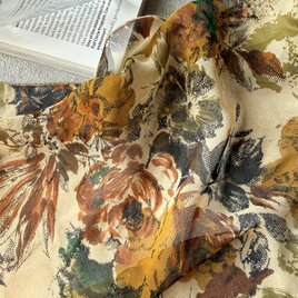 SC23-ヴィンテージスカーフ U.S.A. 1970-80’ Floral Chiffon Rectangle Scarf