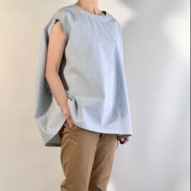 コットン ストライプの コクーン ブラウス