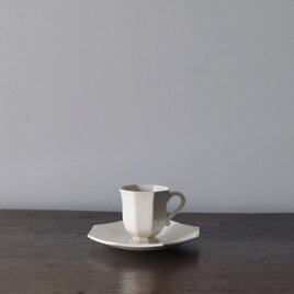 半月MONTEREAU モントロー オクトゴナル カップ アンド ソーサー フランス アンティーク 0501468