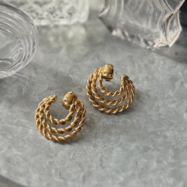 PA493-【 AVON 】エイボン・ヴィンテージピアス 1992 Golden Braid Earrings
