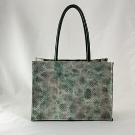 本革＊折りたためるトートバッグ(グリーン系)