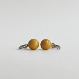 ガラスビーズラウンドイヤリング/約10mm/マスタード/made in japan