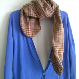 格子柄×linen マフラー