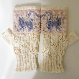 春秋ハーフミトン（しましまハートネコさん）