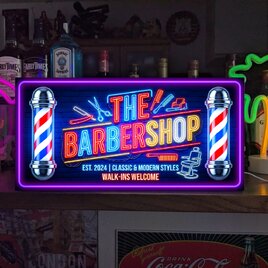 【オーダー無料】バーバーショップ ヘアーサロン 理容室 美容室 床屋 散髪 店舗 自宅 照明 看板 置物 雑貨 ライトBOX