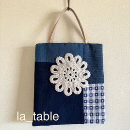 シロバナのバッグ「藍の庭」