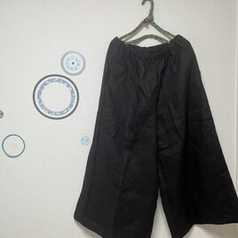 シンプルキュロット　ブラックリネン