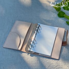 【刻印無料】本革ヌメ革システム手帳 ６つ穴 B6 バイブルサイズ　シンプルな無地のレザー手帳カバー