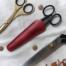 イタリア革のはさみケース／赤