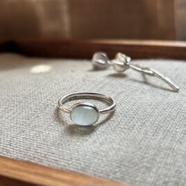 春の海　ミルキーアクアマリンのリング　13.0号