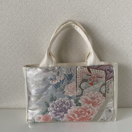 上品な帯リメイクバッグ｜華車×花文様｜和装にも洋装にも