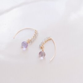 アメジストのマーキスフックピアス　１４kgf