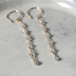 ナチュラルダイヤモンドとグレームーンストーンのピアス・イヤリング変更可・14kgf