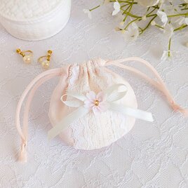 可愛いレースと桜のミニ巾着（ピンク）