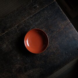 赤で素敵◆時代物　天然木漆芸深皿　古漆器　古民家　骨董・antiques アンティーク漆器　江戸期