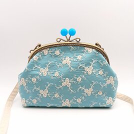 刺繍 がま口ポーチ 12.5cmパール口金 ブラック 652 | iichi 日々の
