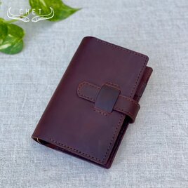 本革システム手帳 ６つ穴バイブルサイズ　ダークブラウンのオイルレザー手帳カバーB6サイズ